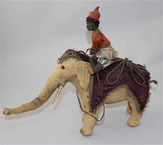 A 19th century French elephant and rider automaton, H.11.5in. L.14in. movement inoperative